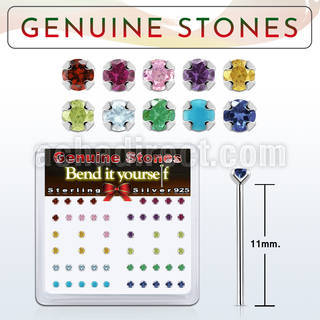 nypbxge box w silver bend it yourself nose studs w gem stones
