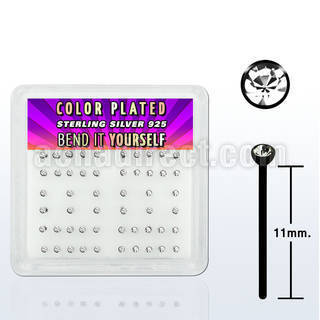 nyrbbxc black silver bend it nose studs with 1 5mm crystal