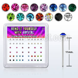 nyrdbxm silver bend it nose studs with assorted color crystals