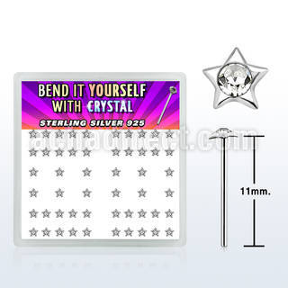 nystxc silver bend it nose studs with 2 5mm star clear crystals