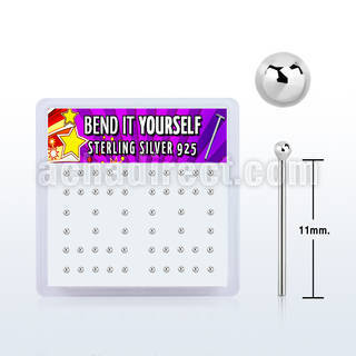 nysvbx box of silver bend it nose studs with 1 5mm ball tops