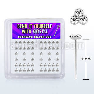 nytrc box w silver bend it nose studs w clear tri crystals