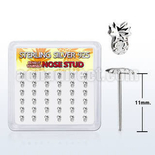 nyvpa36 display w silver bend it nose studs w a pineapple tops