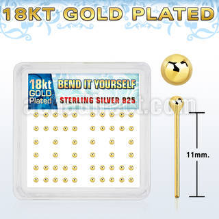 nyx18b2 gold silver bend it nose studs w 2mm ball shaped top