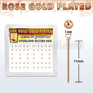 nyxrsb1 box w rose gold silver bend it nose stud w 1mm ball top