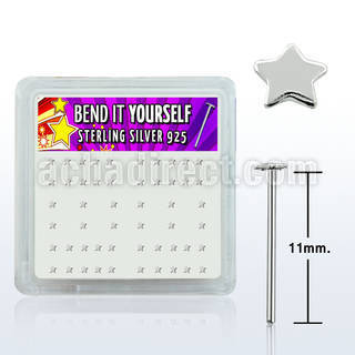 nyxsa box of silver bend it nose studs with silver star tops