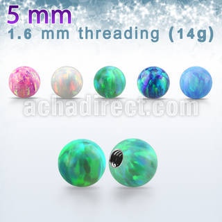 opi5 5mm synthetic opal ball with 14g (1.6mm) threading