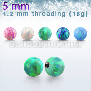 opi5s 5mm synthetic opal ball with 16g (1.2mm) threading