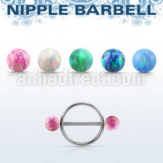 opnpe5 316l steel round nipple shield w 5mm synthetic opal ball