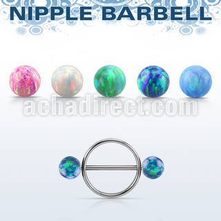 opnpe6 316l steel round nipple shield w 6mm synthetic opal ball
