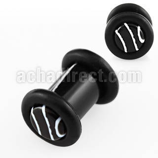 pgmb4 black acrylic single flared plug with marble logo