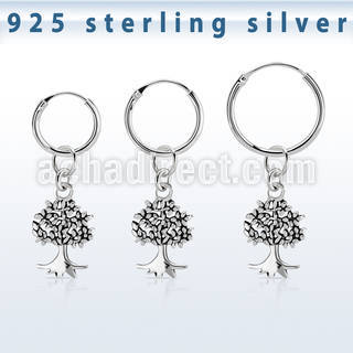 phod45 piercing helix aro liso plata esterlina colgante arbol plata