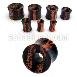 pkbo coconut areng wood striped double flared flesh tunnel