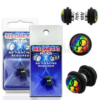 pkmp111 acrylic magnetic fake plug w male signs on rainbow