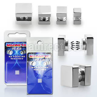 pkmp115 high polished 316l steel fake plug w square sides