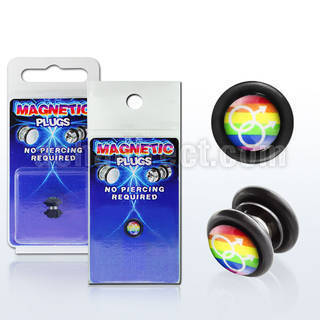 pkmp74 acrylic magnetic fake plug w male signs on rainbow