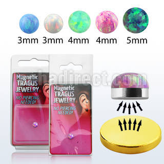pktg10 magnetic tragus stud with round synthetic opal 