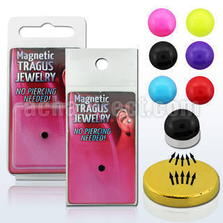 pktg9 magnetic non piercing tragus stud with glow ball