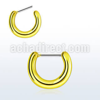 plain 18k gold plated septum clicker w steel closure bar