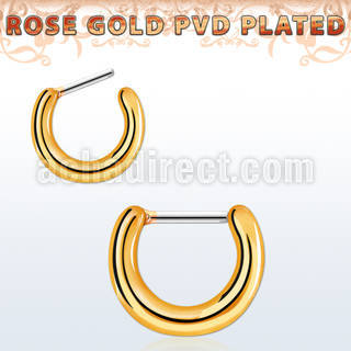 plain 18k rose gold plated septum clicker w steel bar