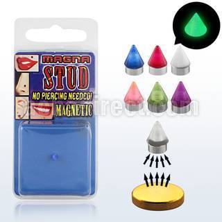 pmgln3 3mm cone glow acrylic fake magna stud w magnet backing