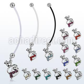 pnd510 pregnancy belly ring w dangling tulip flower 