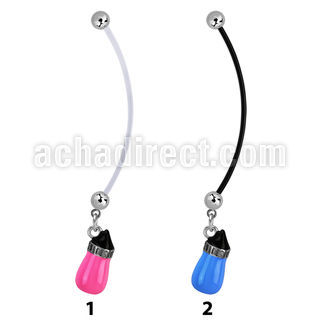 pnd668x maternity pregnancy belly ring w dangling milk bottle 
