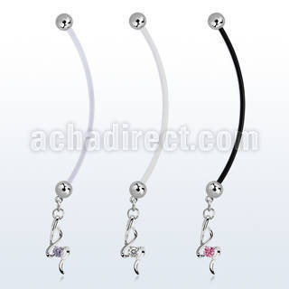 pndz410 pregnancy belly ring w dangling w a small prong set czs