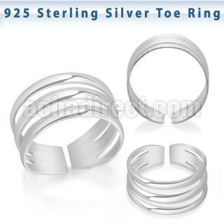 pt564 silver adjustable toe ring three bands