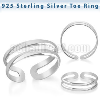 pt796 silver adjustable toe ring two bands