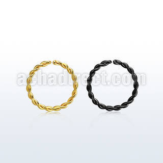 pvd plated steel seamless ring 18g w twisted wire design 