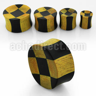 pwky concave double flare crocodile black ebony wood plug