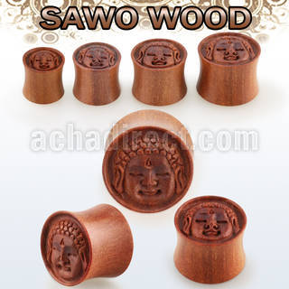pwsbud sawo wood plug with hand carved buddha image