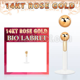 rbib25 bio flex labret w 2.5mm 14kt rose gold ball