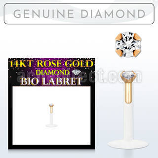 rbidi bio flex labret push in 14k rose gold top w real diamond