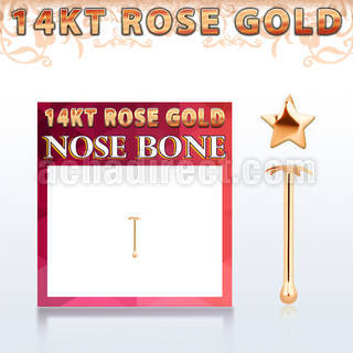 rbst 14kt rose gold nose bone w a 2.5mm gold star shaped top