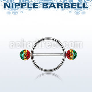 rfrnpe5 316l steel nipple shield w 2 5mm multi crystal balls