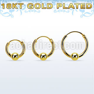 rgbcr14s 18k gold silver ball closure earrings, 14g 4mm ball