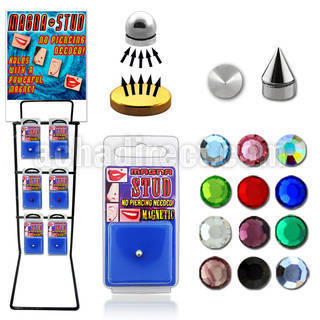 rkmg estante 72 144 piercings magneticos variados cristal bola cono distribuidor mayorista