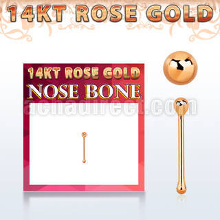 rnbb1 14kt rose gold nose bone w a 1.5mm gold ball shaped top