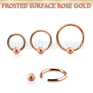 rose gold  steel ball closure ring w 4mm frosted ball