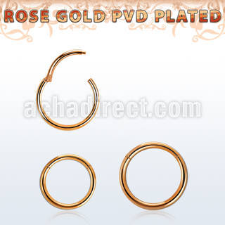 rose gold pvd plated 316l steel hinged segment ring, 20g