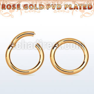 rose gold pvd plated steel hinged segment ring, 12g (2mm)