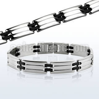 rsb32 high polished steel bracelet with rubber hinges