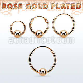 rsbcr16m 18k rose gold silver ball closure earrings, 16g 4mm ball