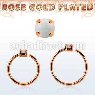 rsnho15 rose gold plated silver seamless nose ring w 1.5mm opal