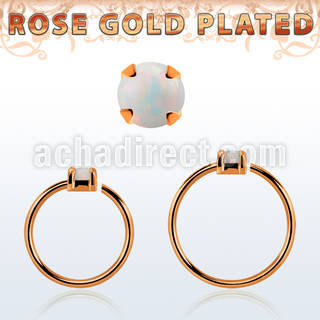 rsnho2 rose gold plated silver seamless nose ring w 2mm opal