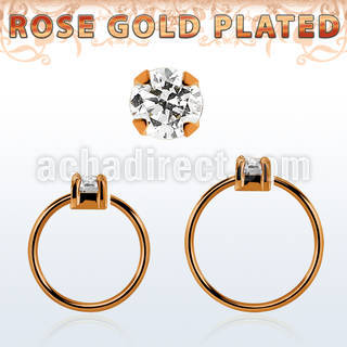 rsnhz25 rose gold silver seamless nose ring 2.5mm prong set cz