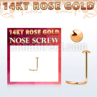 rsrd 14kt rose gold nose screw w a 2mm gold round top