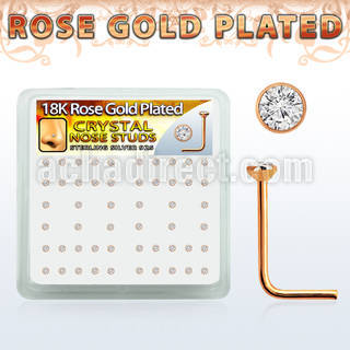 rss14xc caja display piercing nariz l plata 925 0 6mm oro rosa cristal claro 2mm mayorista